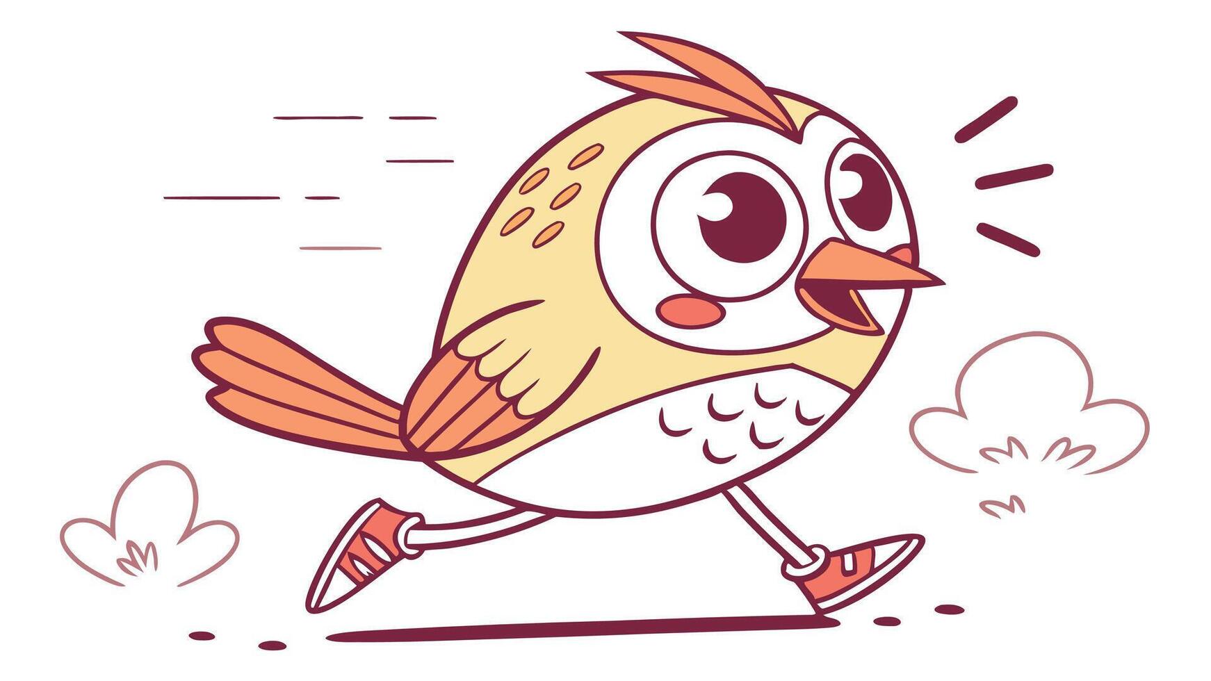 A cartoon bird running with a smile on its face vector