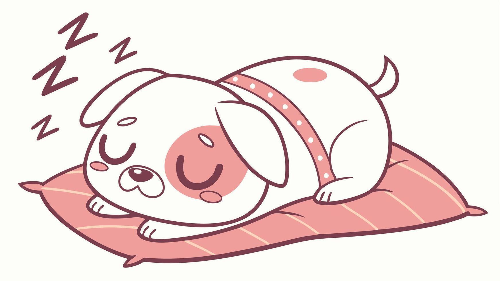 A cartoon dog sleeping on a pillow vector