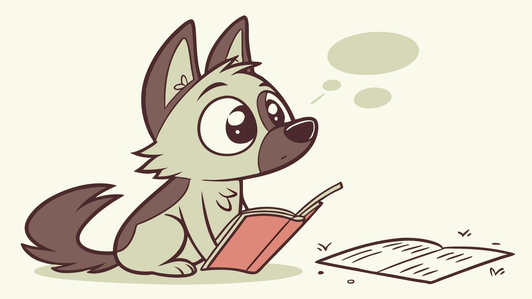 A cartoon dog reading a book vector