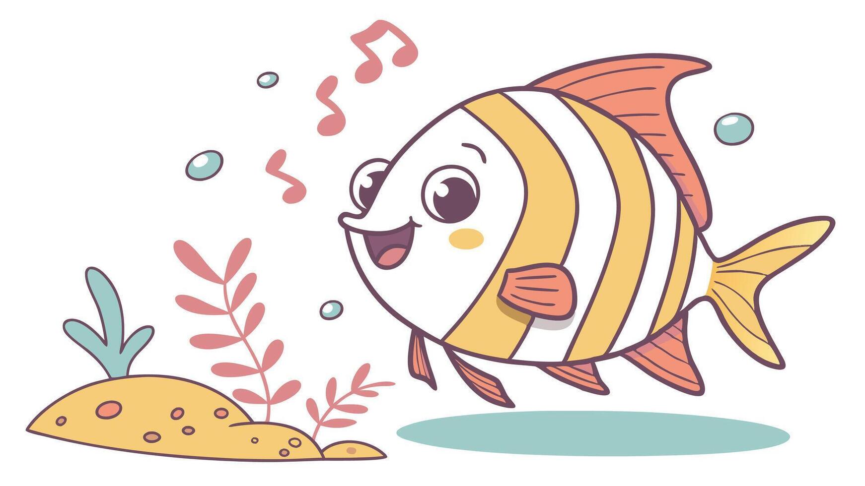 A cartoon fish with music notes around it vector