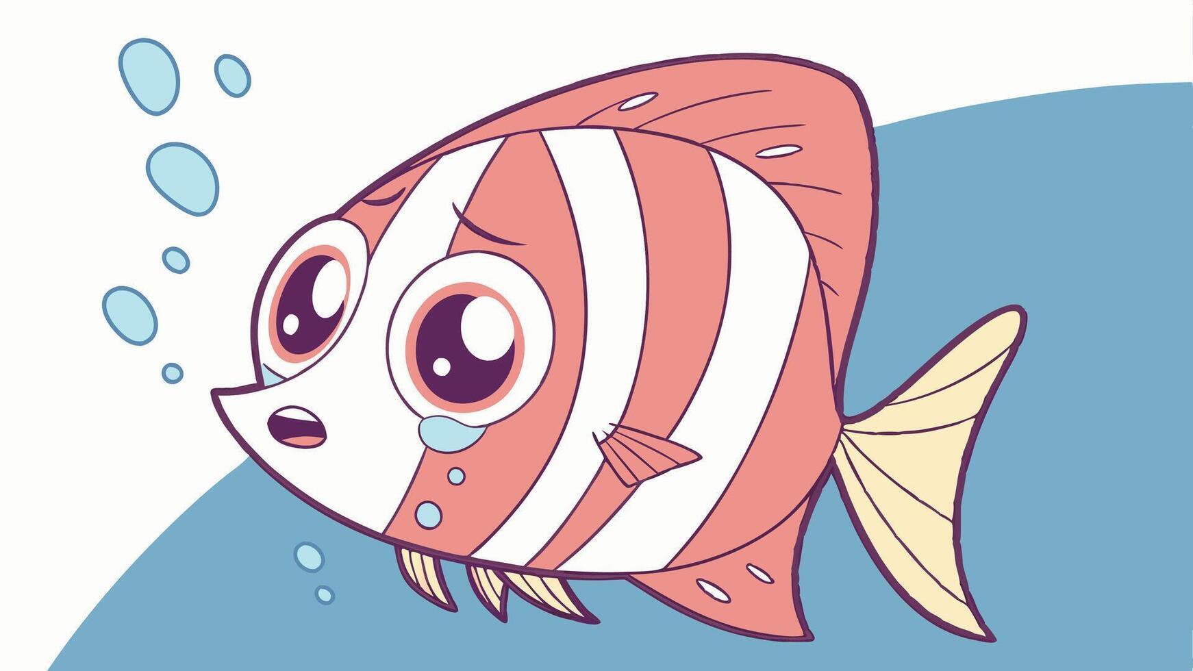 A cartoon fish with a sad face vector