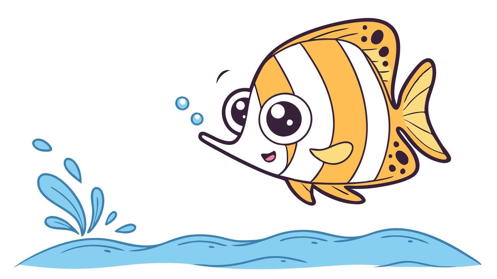 A cartoon fish with a big smile vector