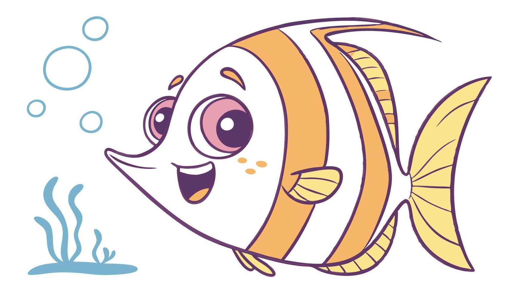 A cartoon fish with a smile on its face vector
