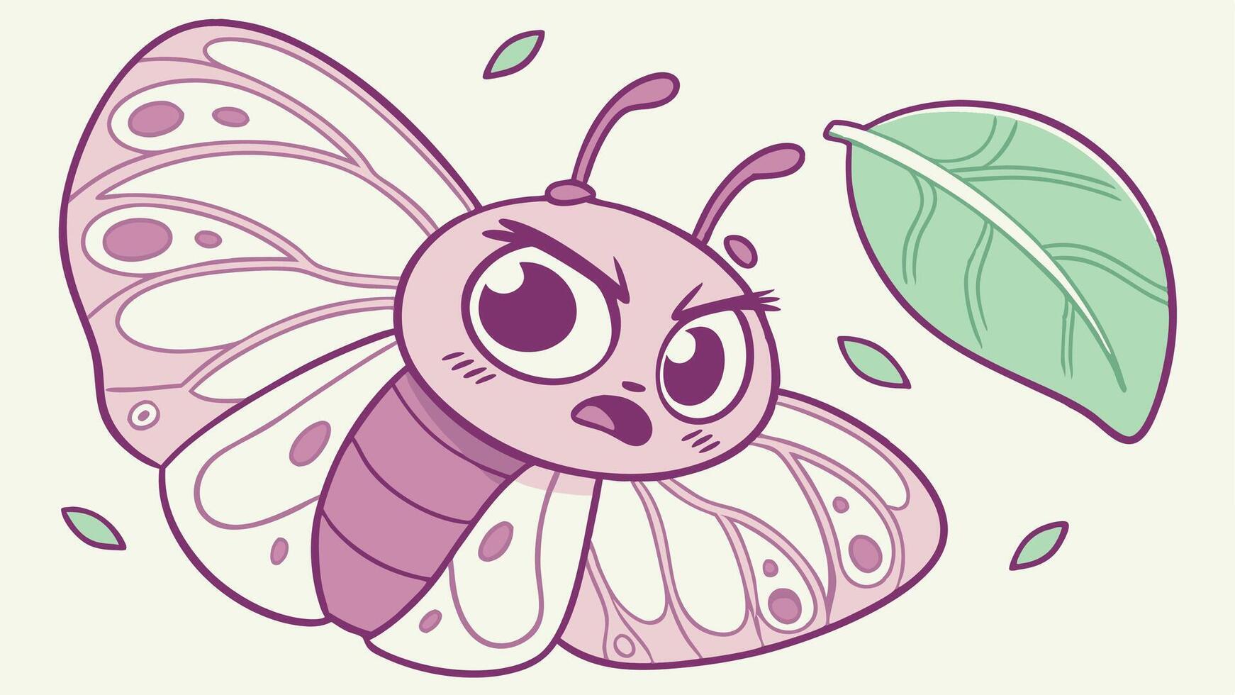A cartoon butterfly with a big head and a big body vector