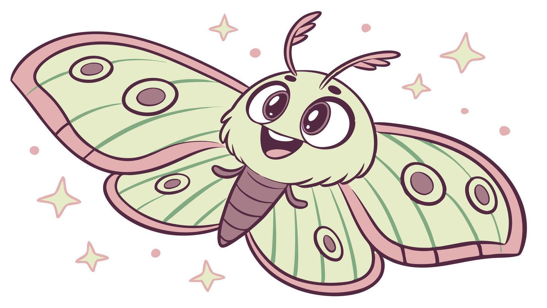 A cartoon butterfly with a smiley face vector