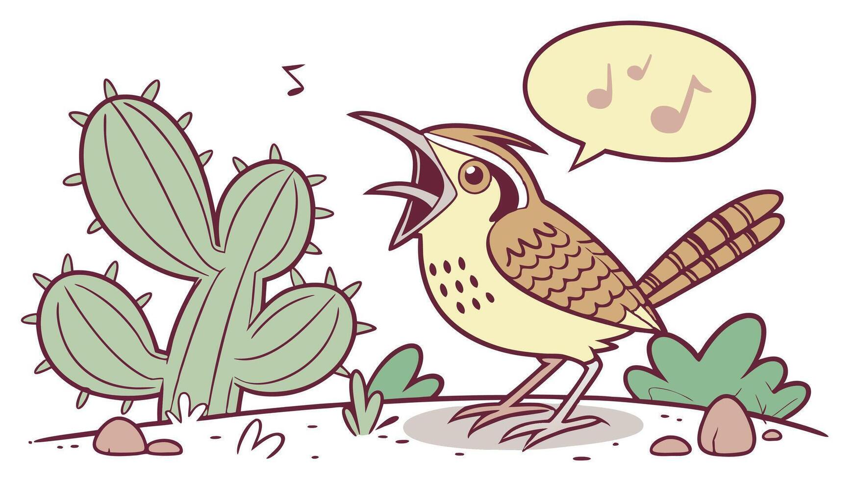 Cactus bird singing vector