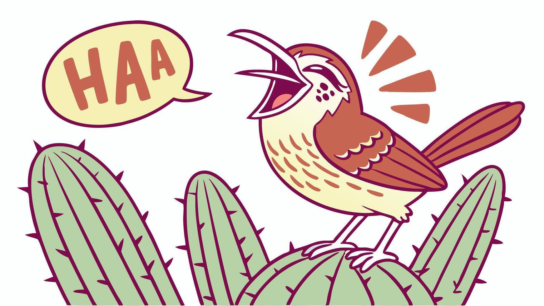 Cactus bird with speech bubble illustration vector