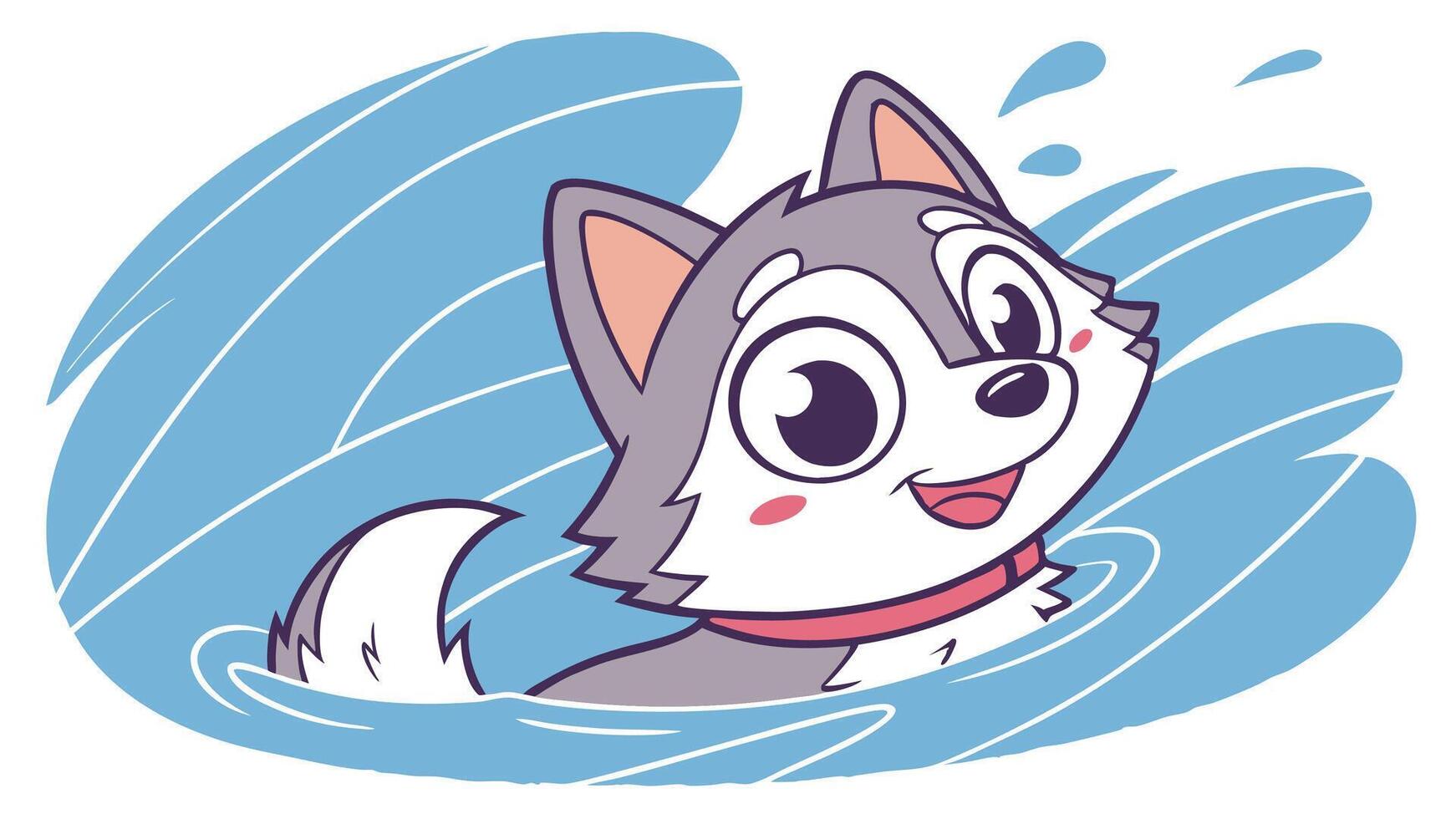 A cartoon dog swimming in the water vector