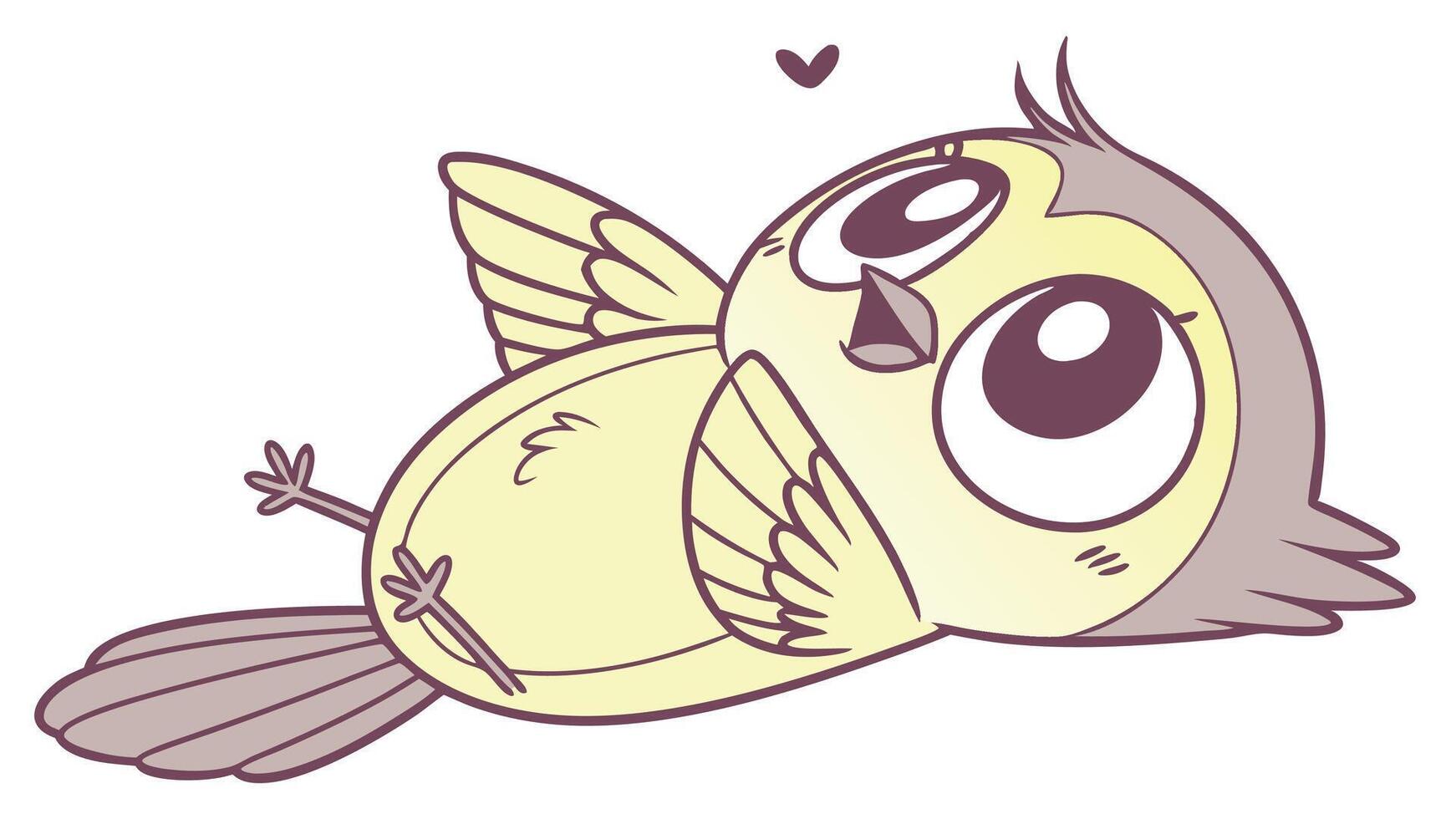 A cartoon bird with big eyes and a heart vector