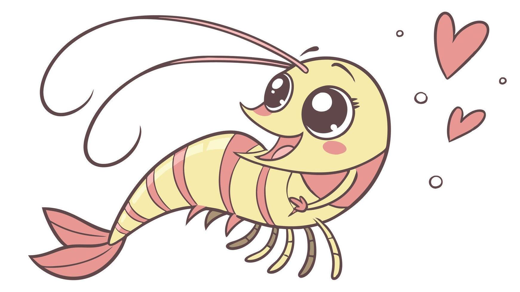Cute shrimp cartoon illustration vector