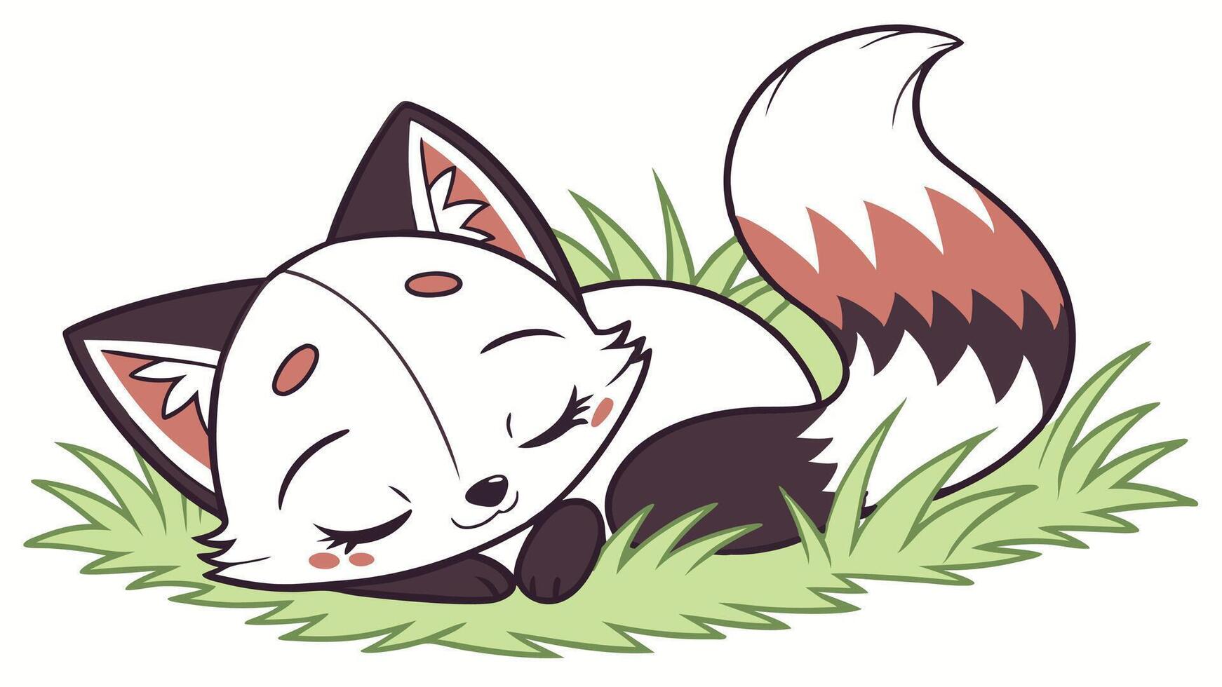 A cartoon cat sleeping in the grass vector