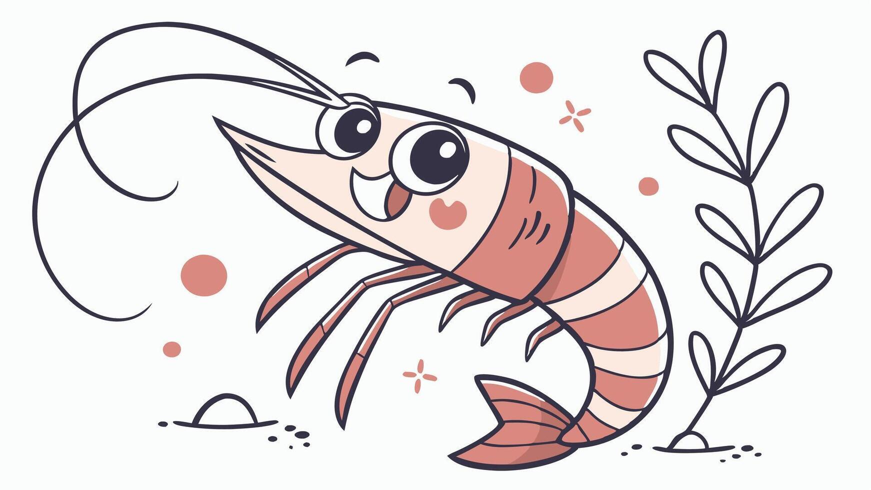 Cartoon shrimp with a smiley face vector