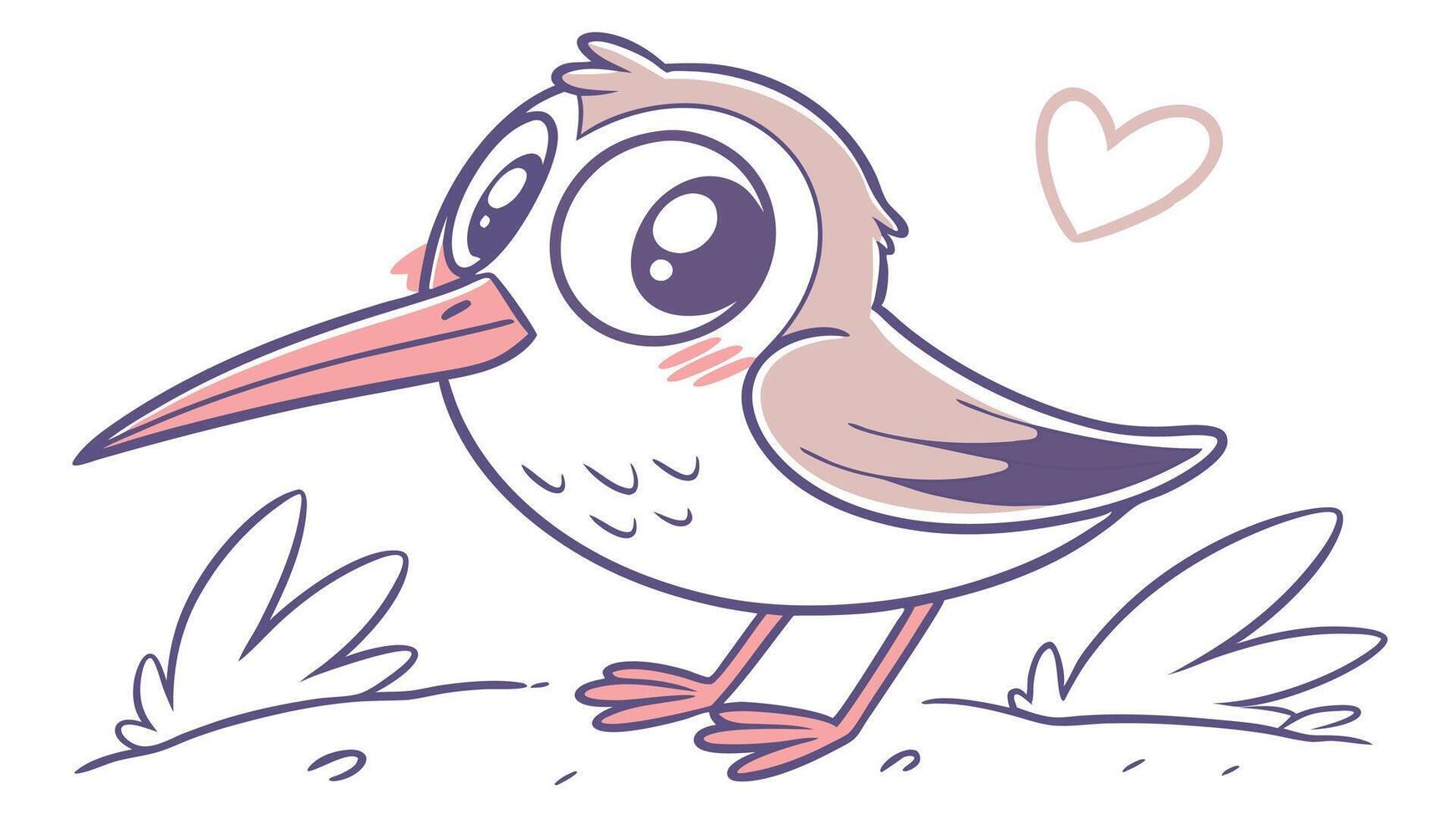 A cartoon bird with a heart on its beak vector
