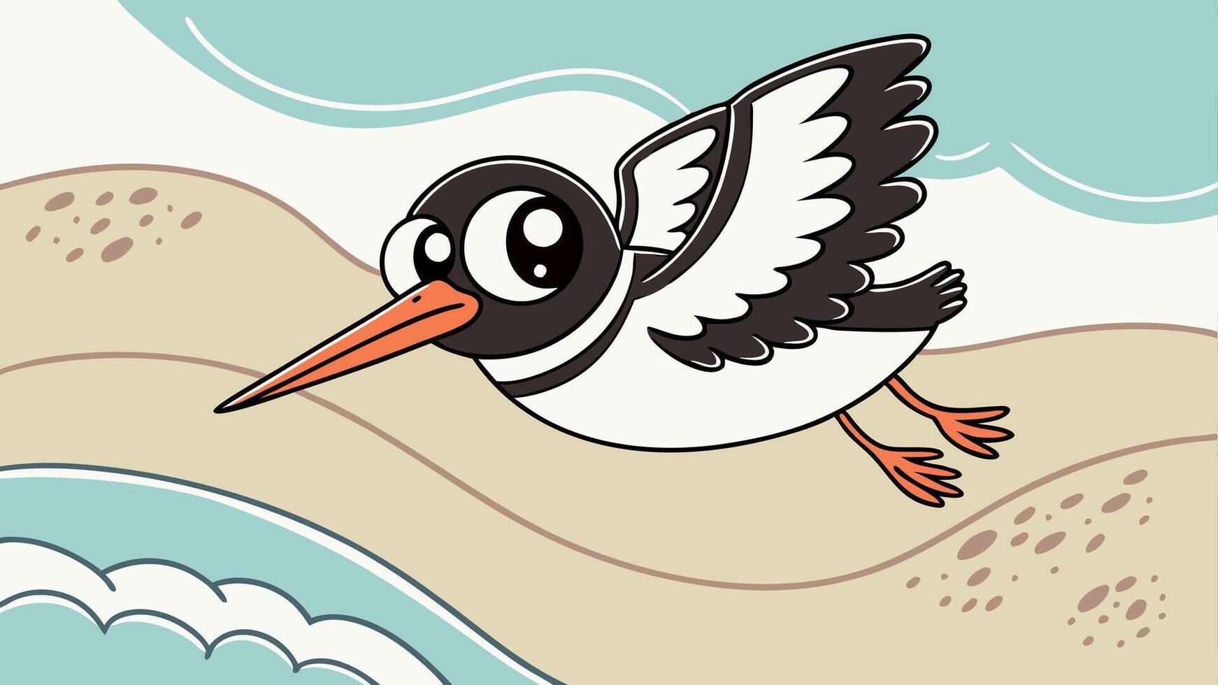 A cartoon bird flying over the ocean vector