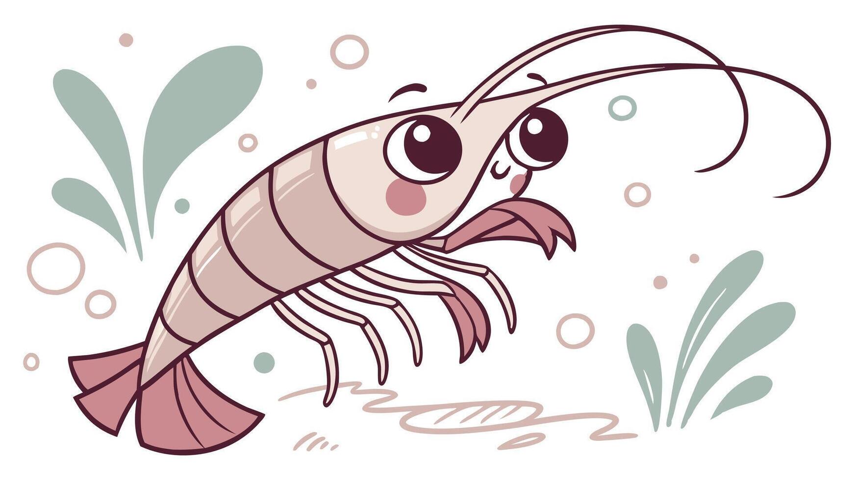 Cartoon shrimp with a big head and eyes vector