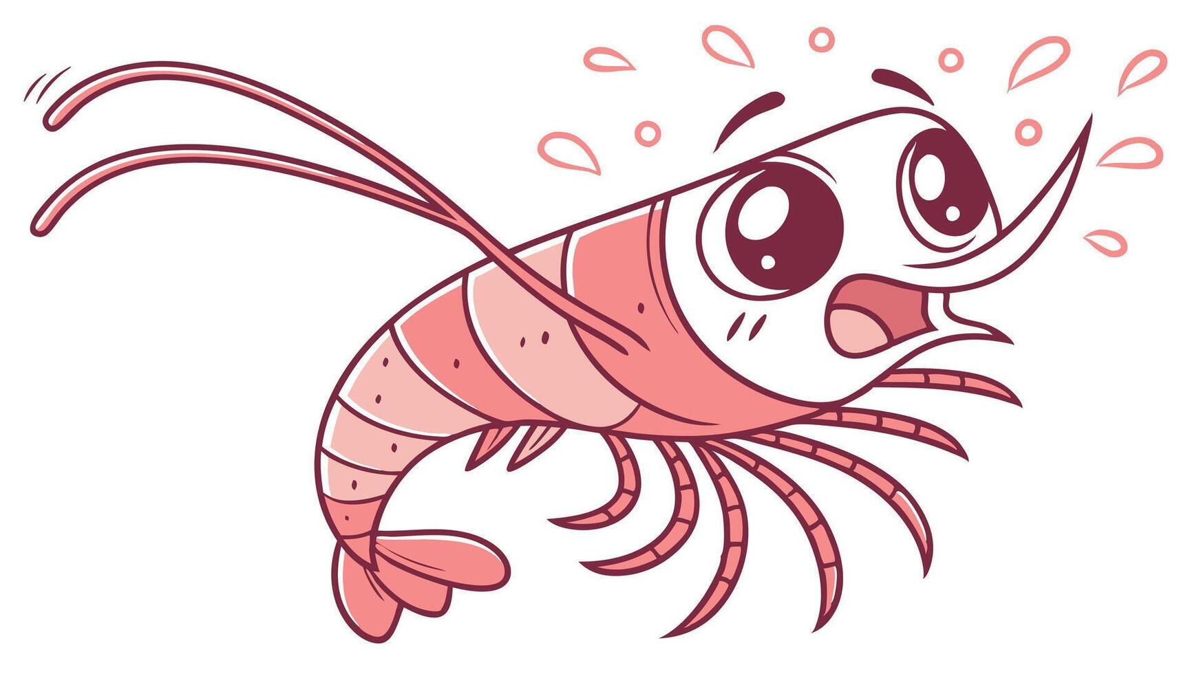 A cartoon shrimp with a big smile on its face vector