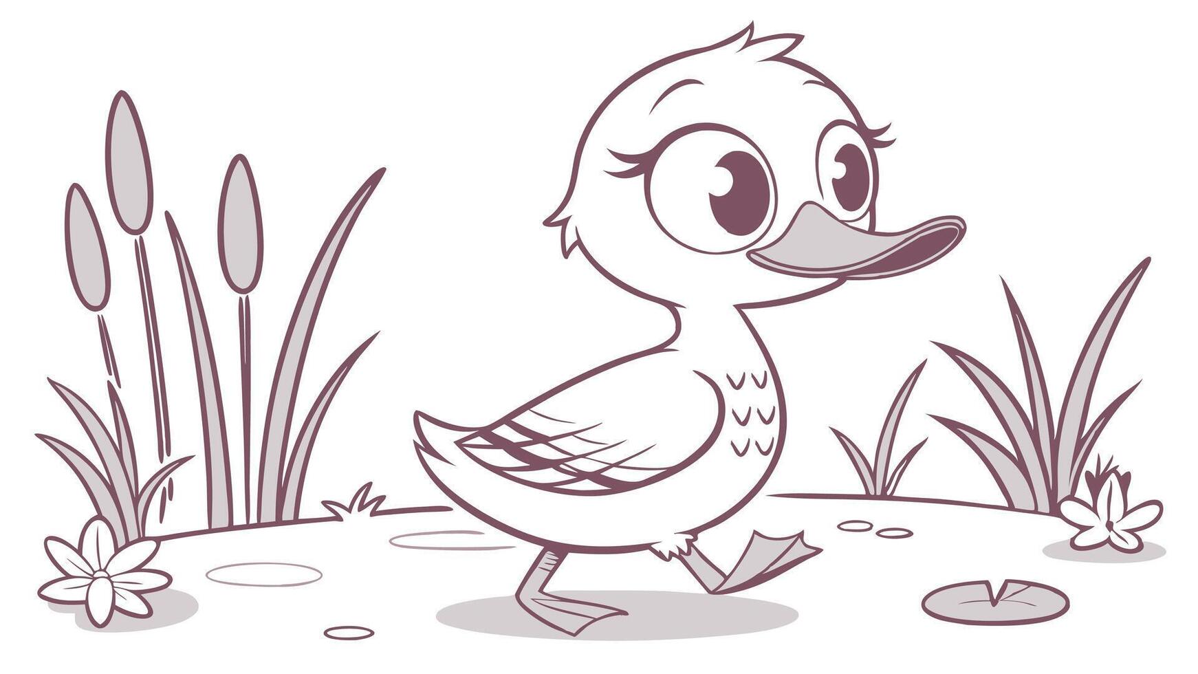 Cartoon duck walking in the grass vector