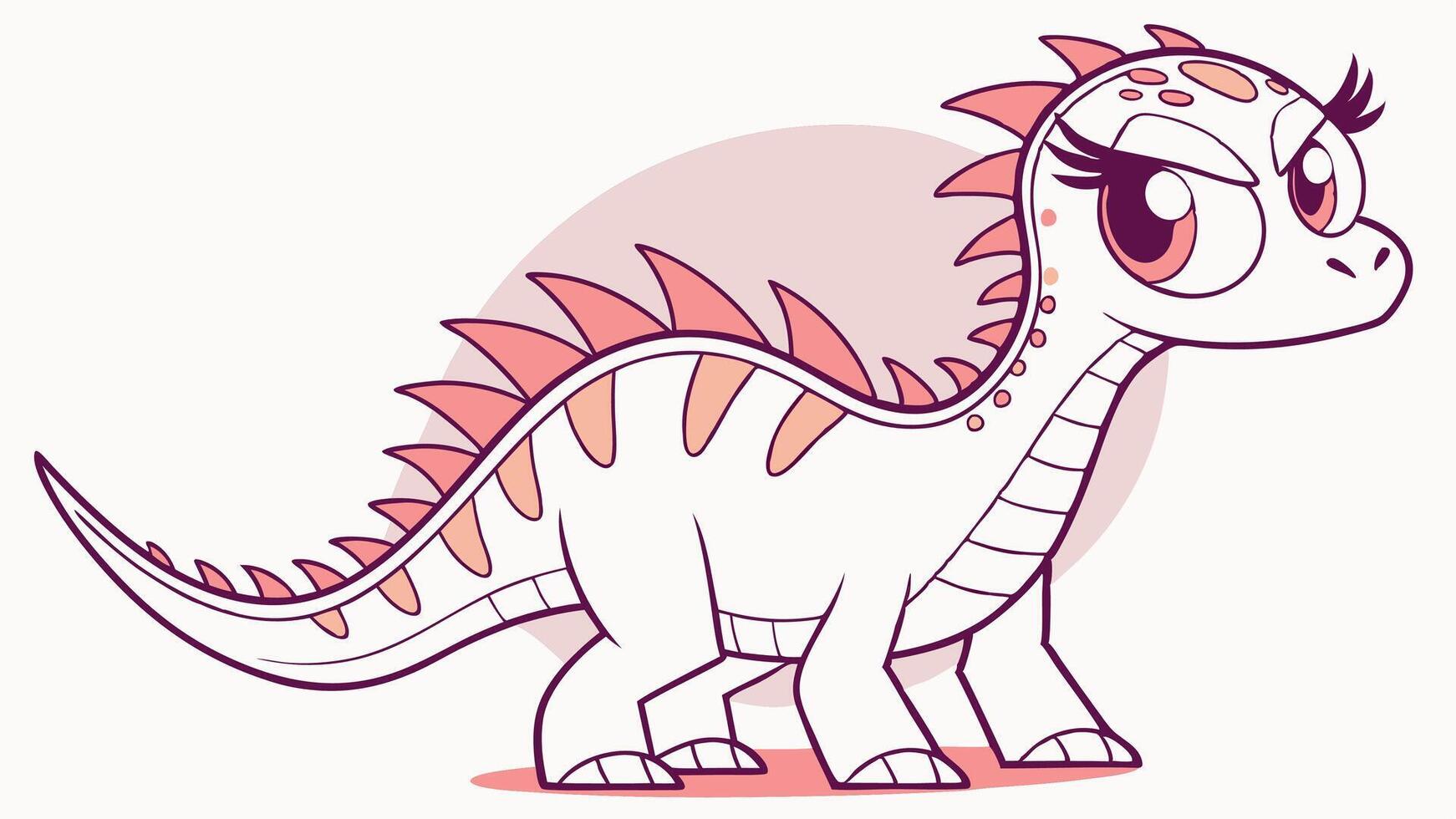 A cartoon dinosaur with pink eyes and a pink nose vector