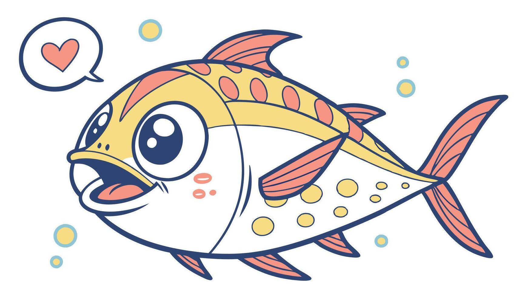 A cartoon fish with a bubble speech bubble vector