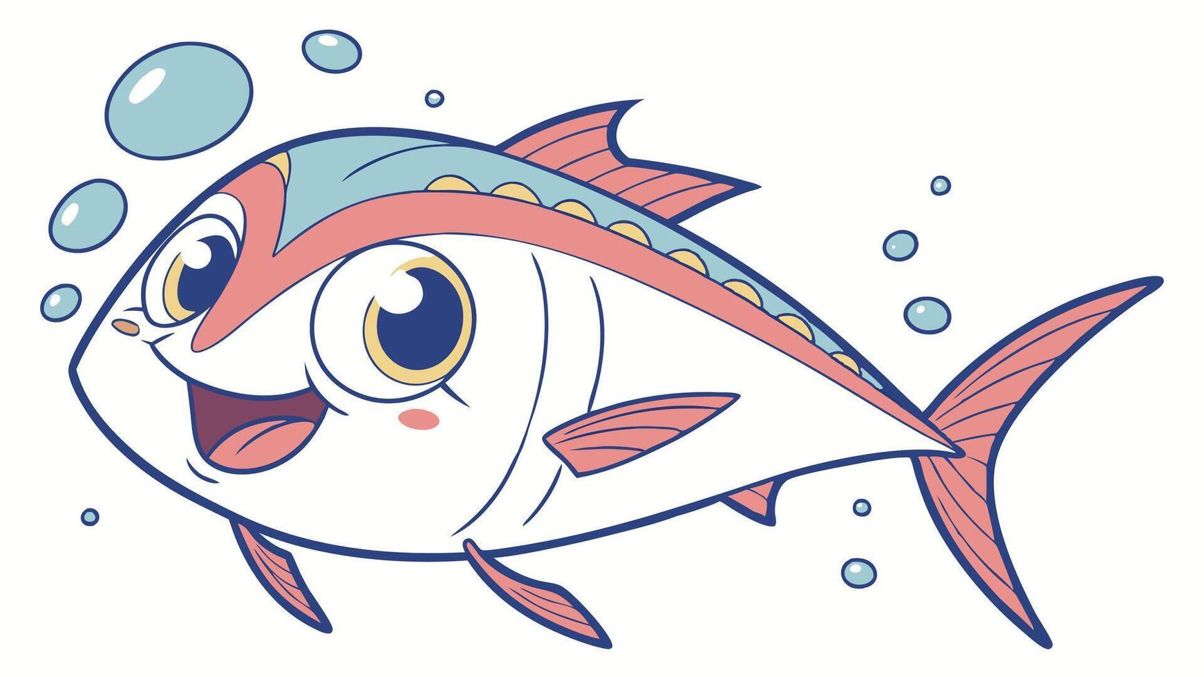 A cartoon fish with a big smile vector