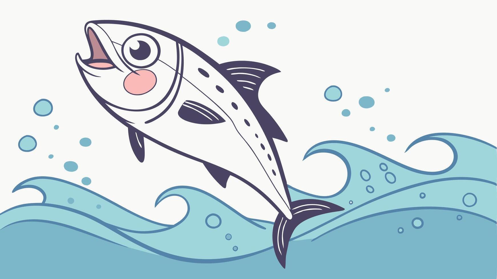 A cartoon fish jumping out of the water vector