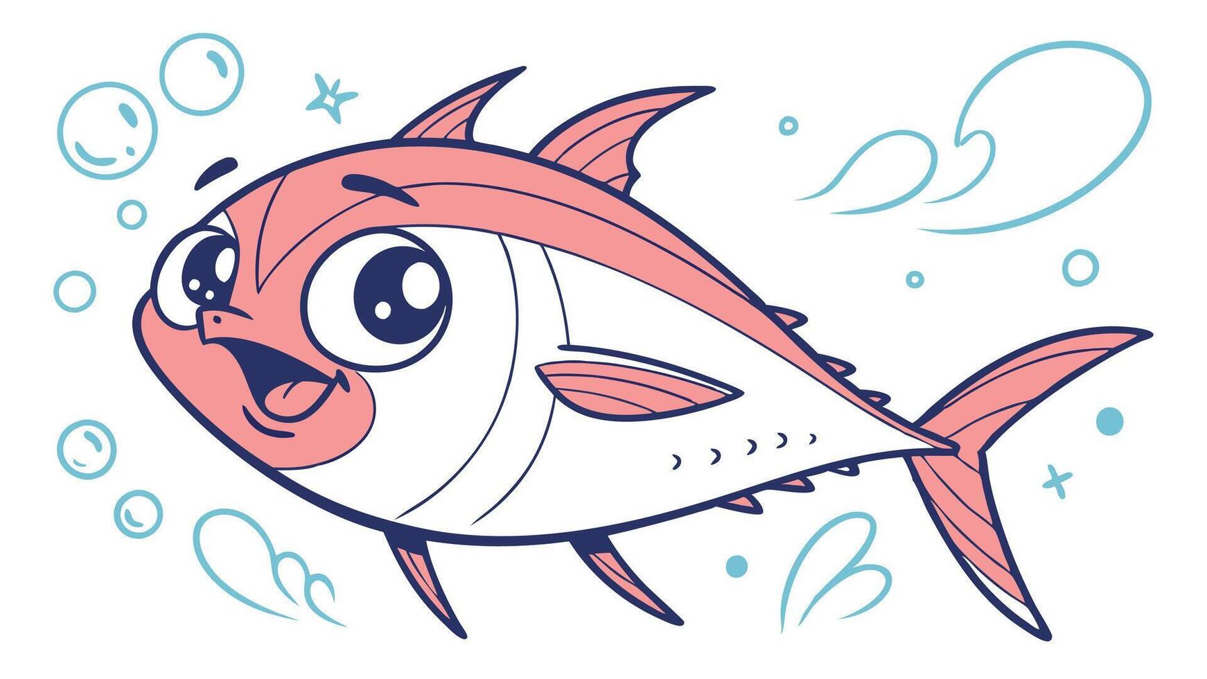 A cartoon fish with a big smile on its face vector
