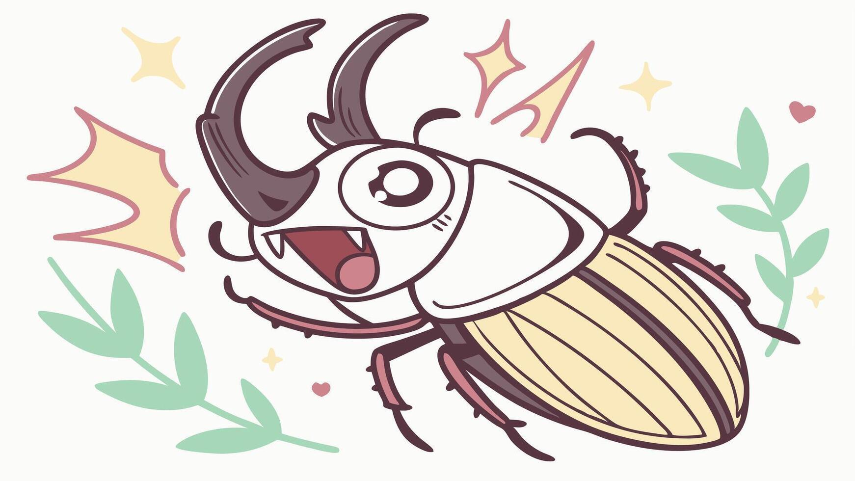 A cartoon beetle with a big mouth and a big head vector