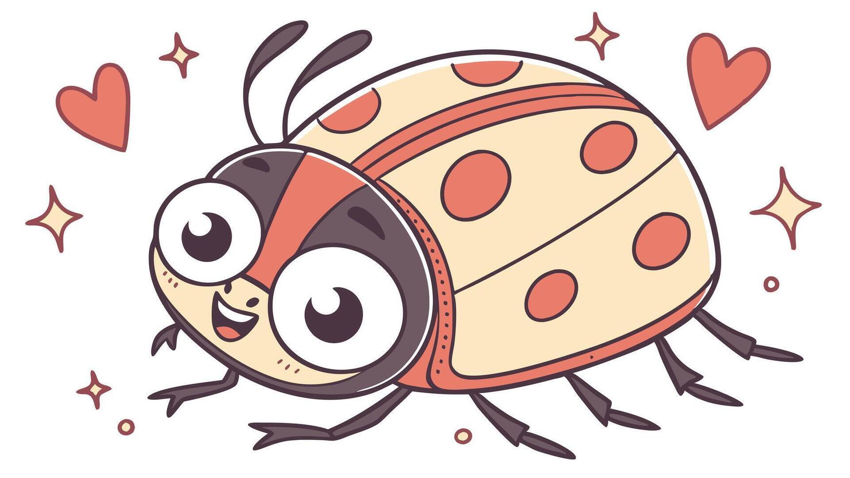A ladybug with hearts on it's face vector