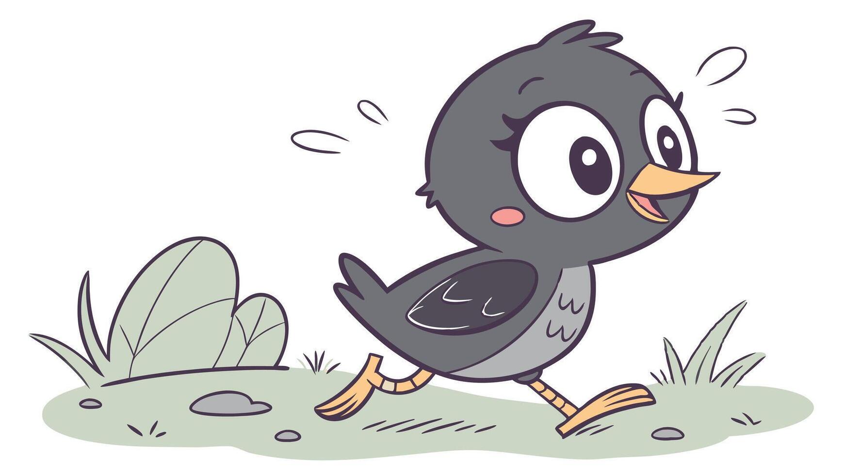 A cartoon bird running in the grass vector
