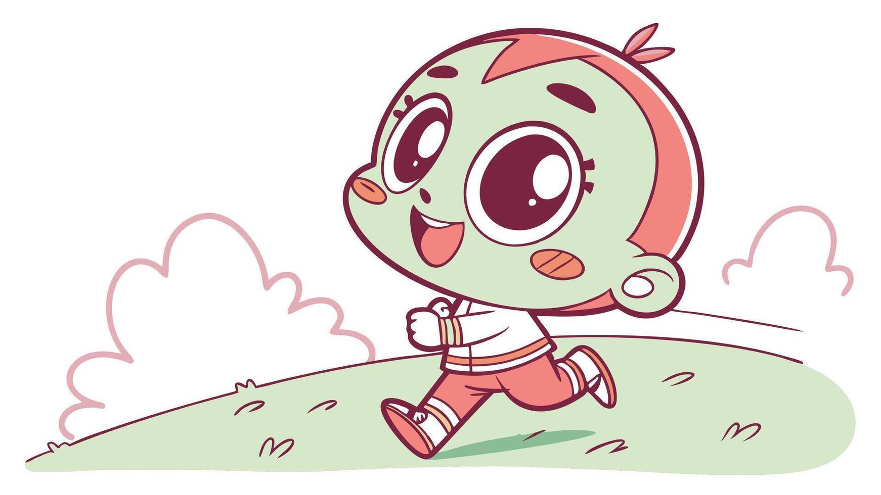 A cartoon character running on a hill vector