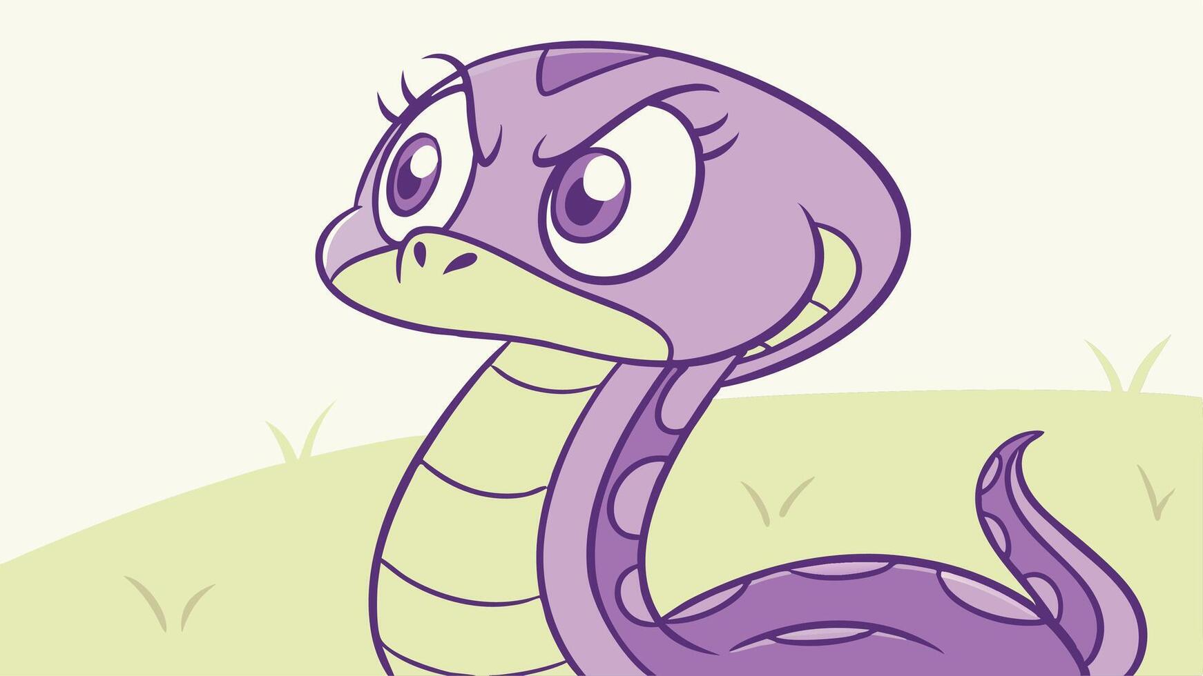 A cartoon snake with purple and green stripes vector