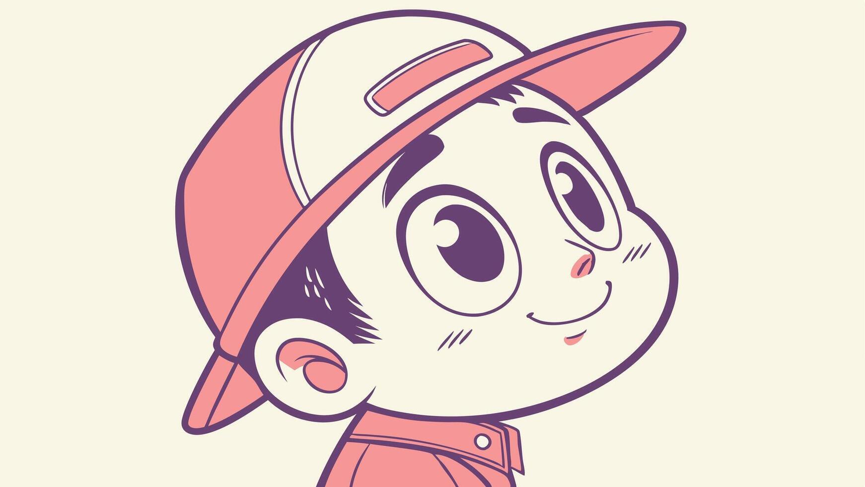 A cartoon boy wearing a cap and a pink shirt vector