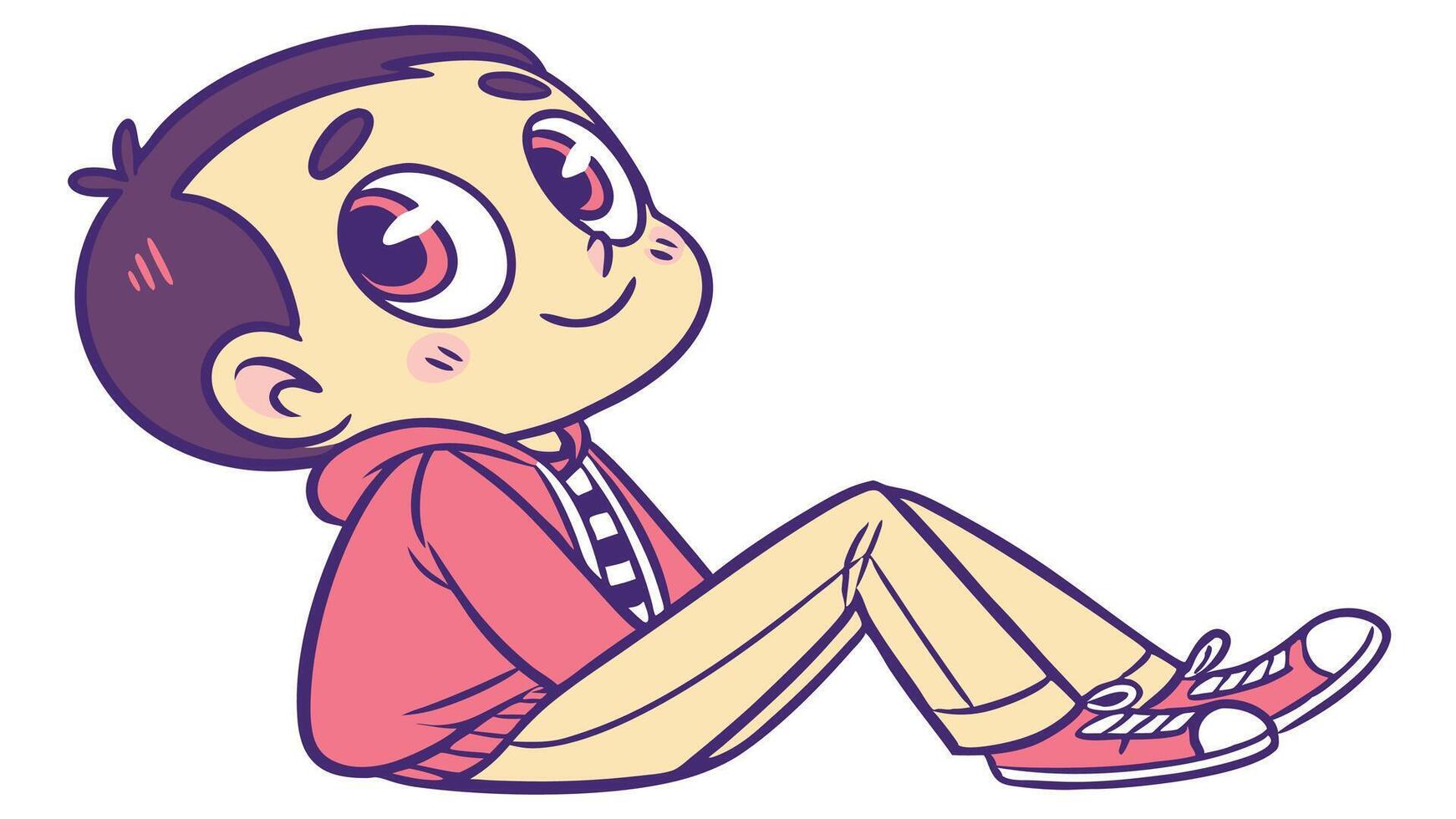 A cartoon boy sitting down with his eyes closed vector