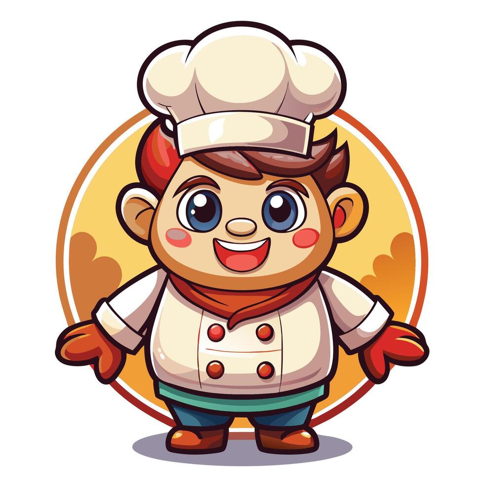 cartoon chef character with red hat and gloves vector