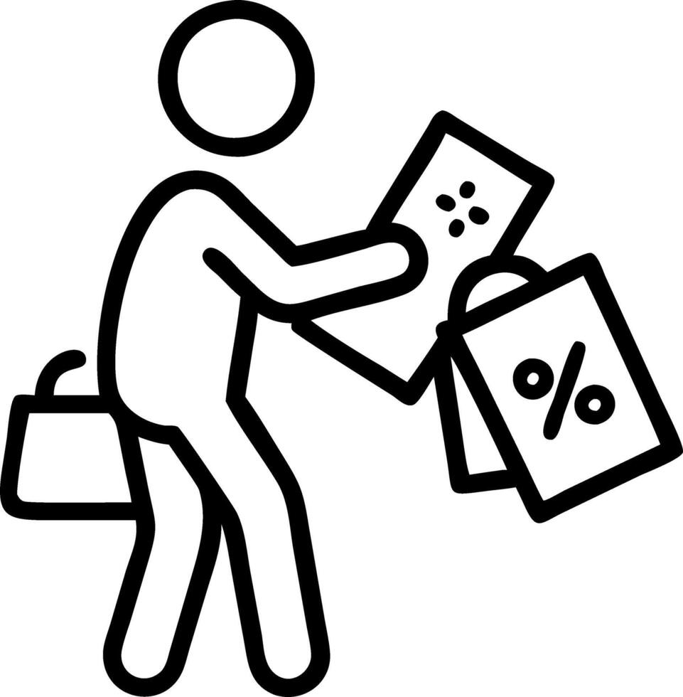 Candid Shopper with Discount Coupons vector