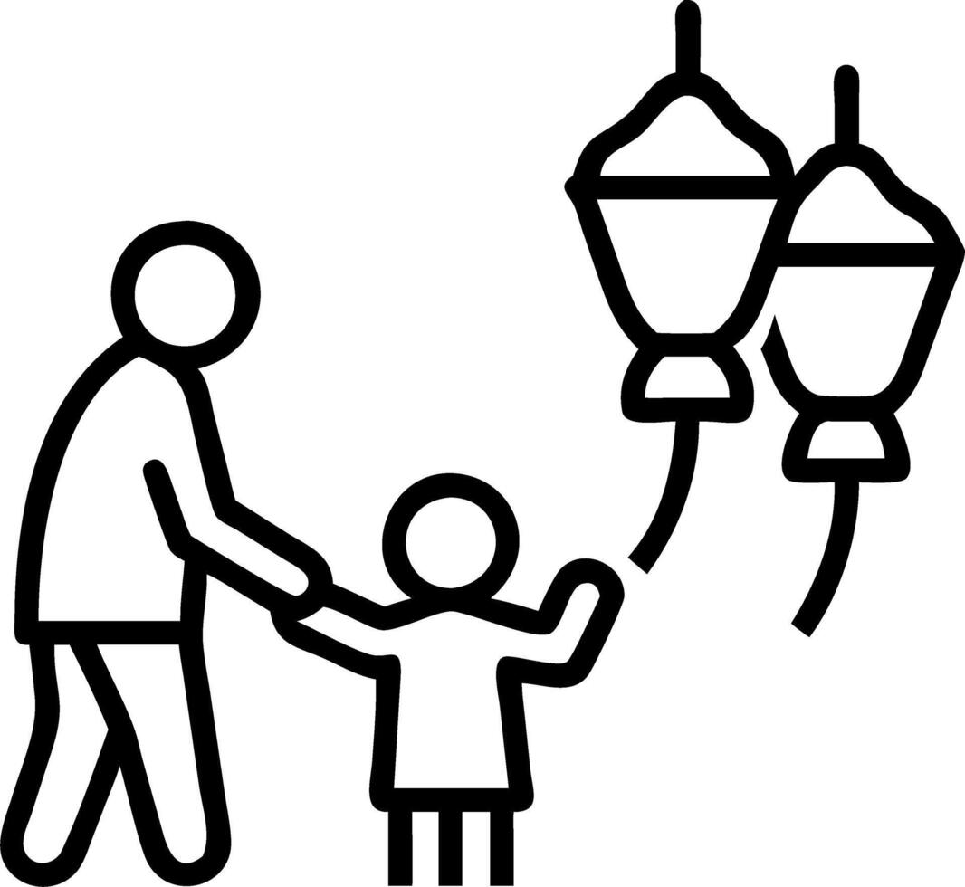 Candid shot of family preparing Diwali decorations with lanterns warm interactions and festive preparation vector