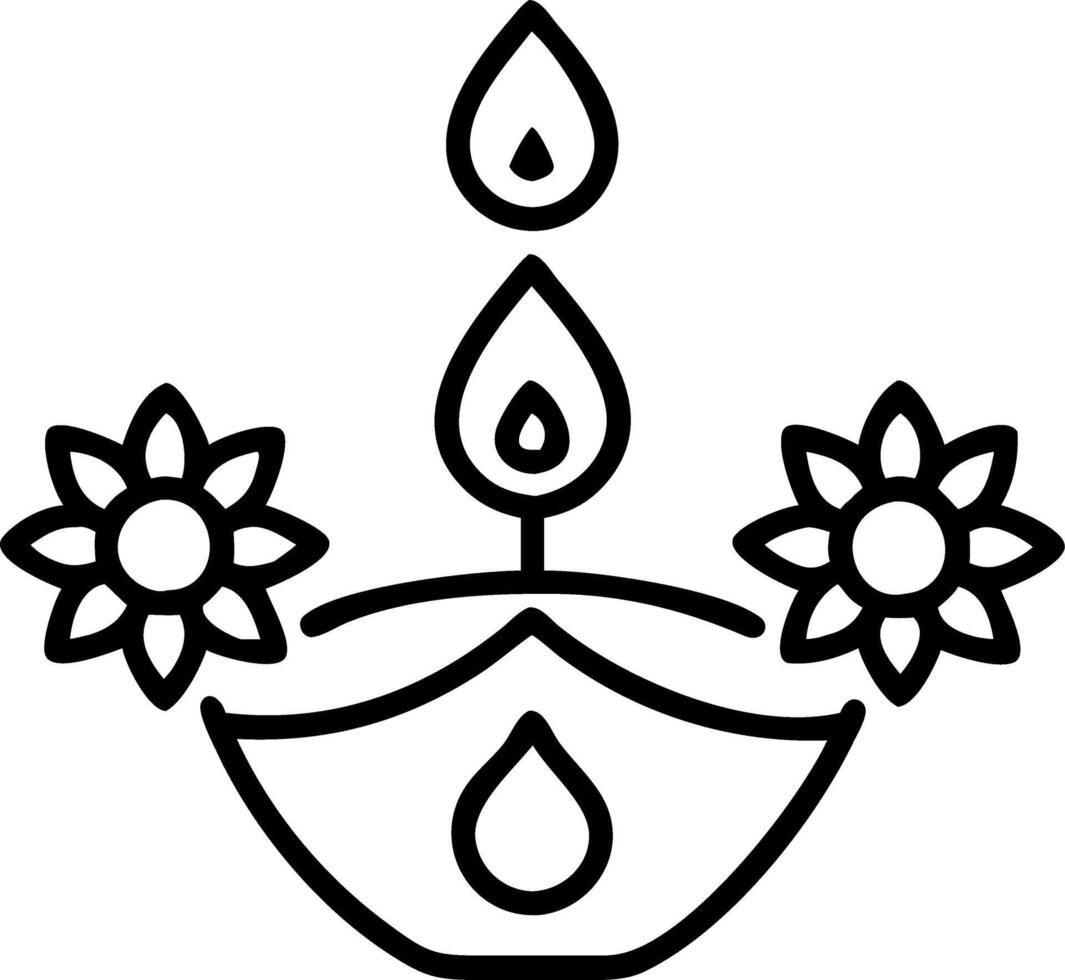 Diwali lantern and floral rangoli design with glowing highlights isolated on white background vector