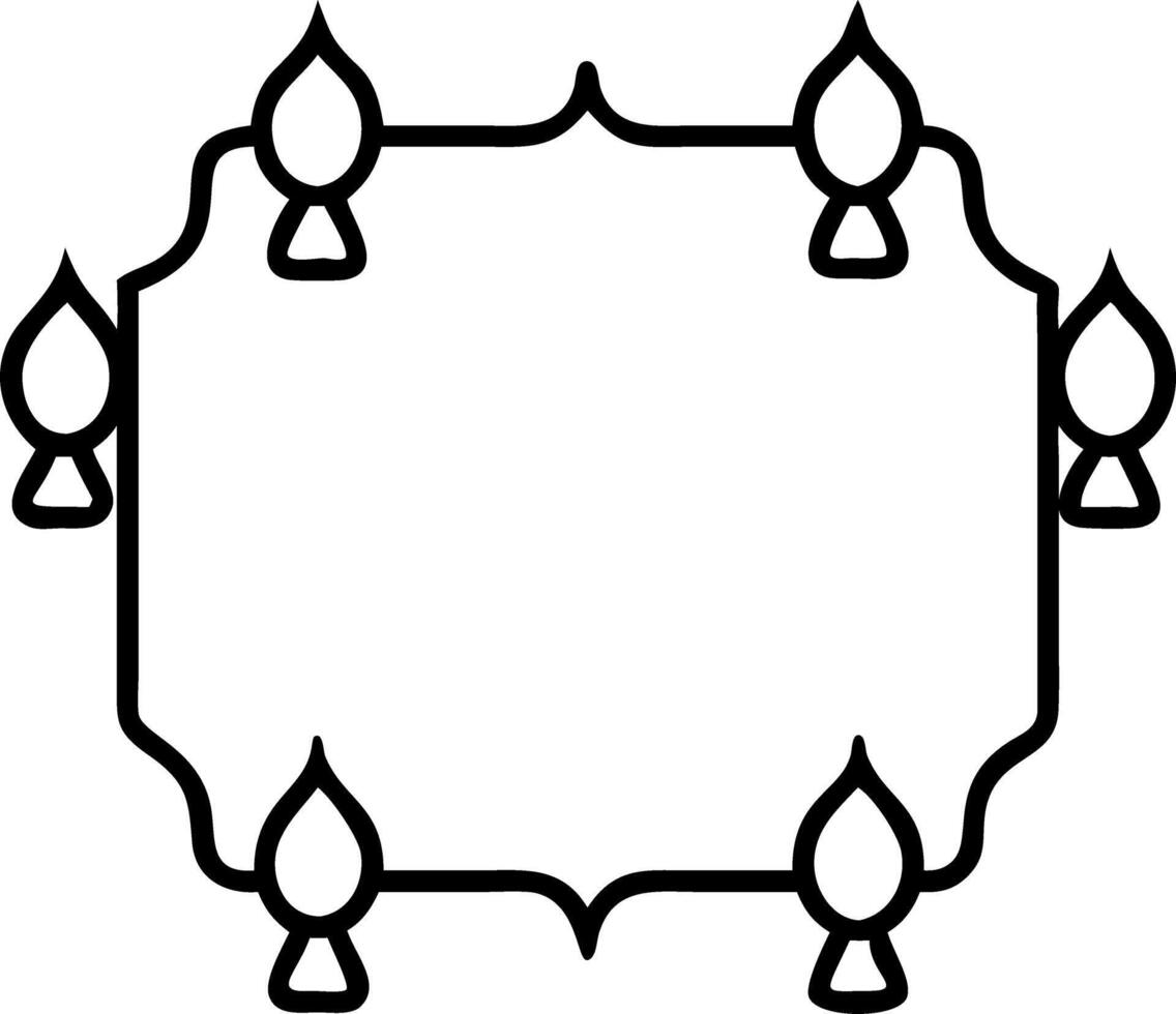 Diwali lanterns and floating diya border frame with joyful wording offering vibrant copy space in the center vector