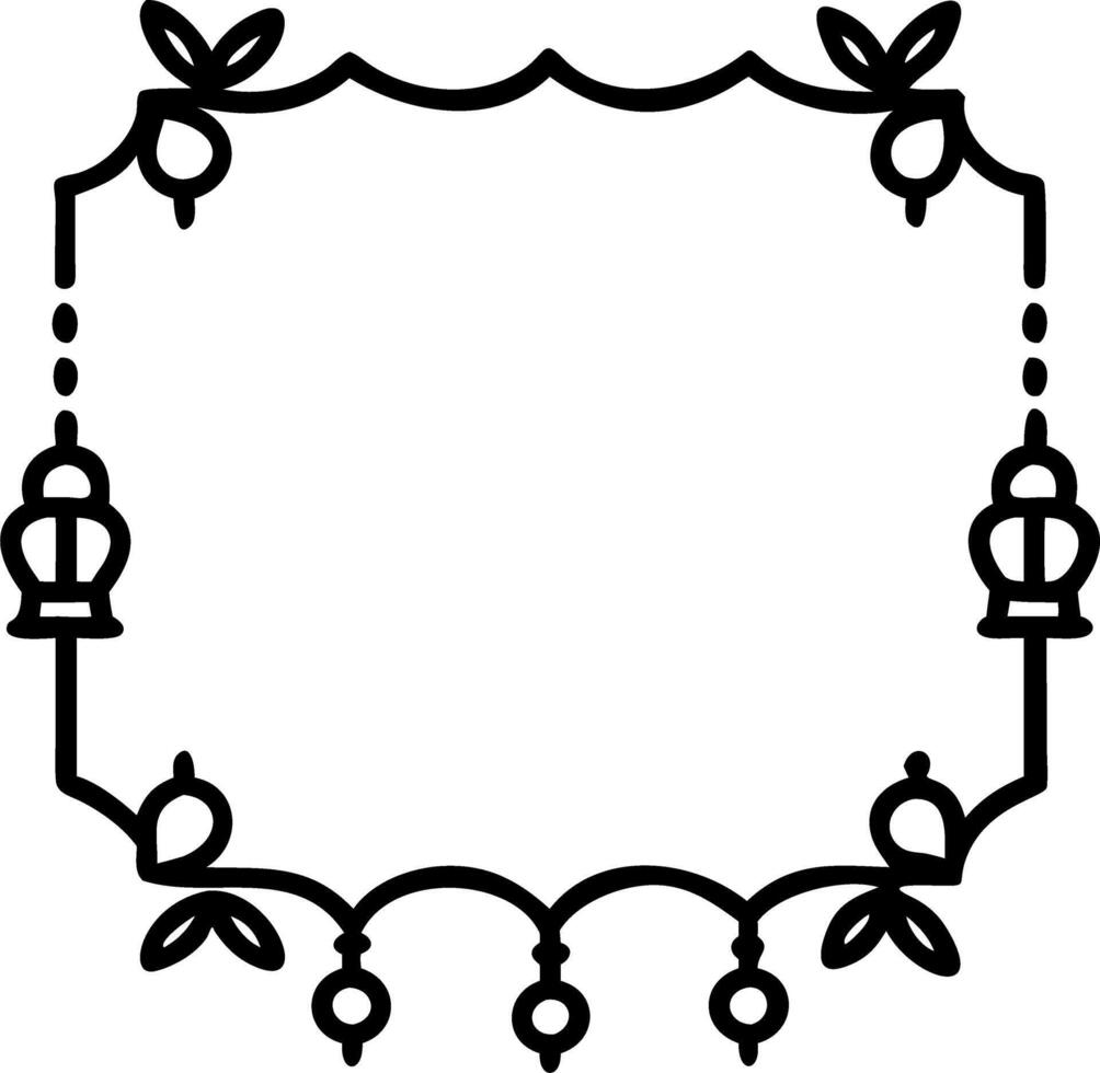 Diwali lanterns and floral torans border frame with joyful wording offering spacious copy space in the center vector