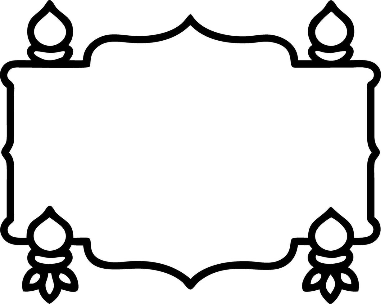 Diwali lanterns and Ganesha motifs border frame with blessing wording providing a spiritual copy space in the center vector