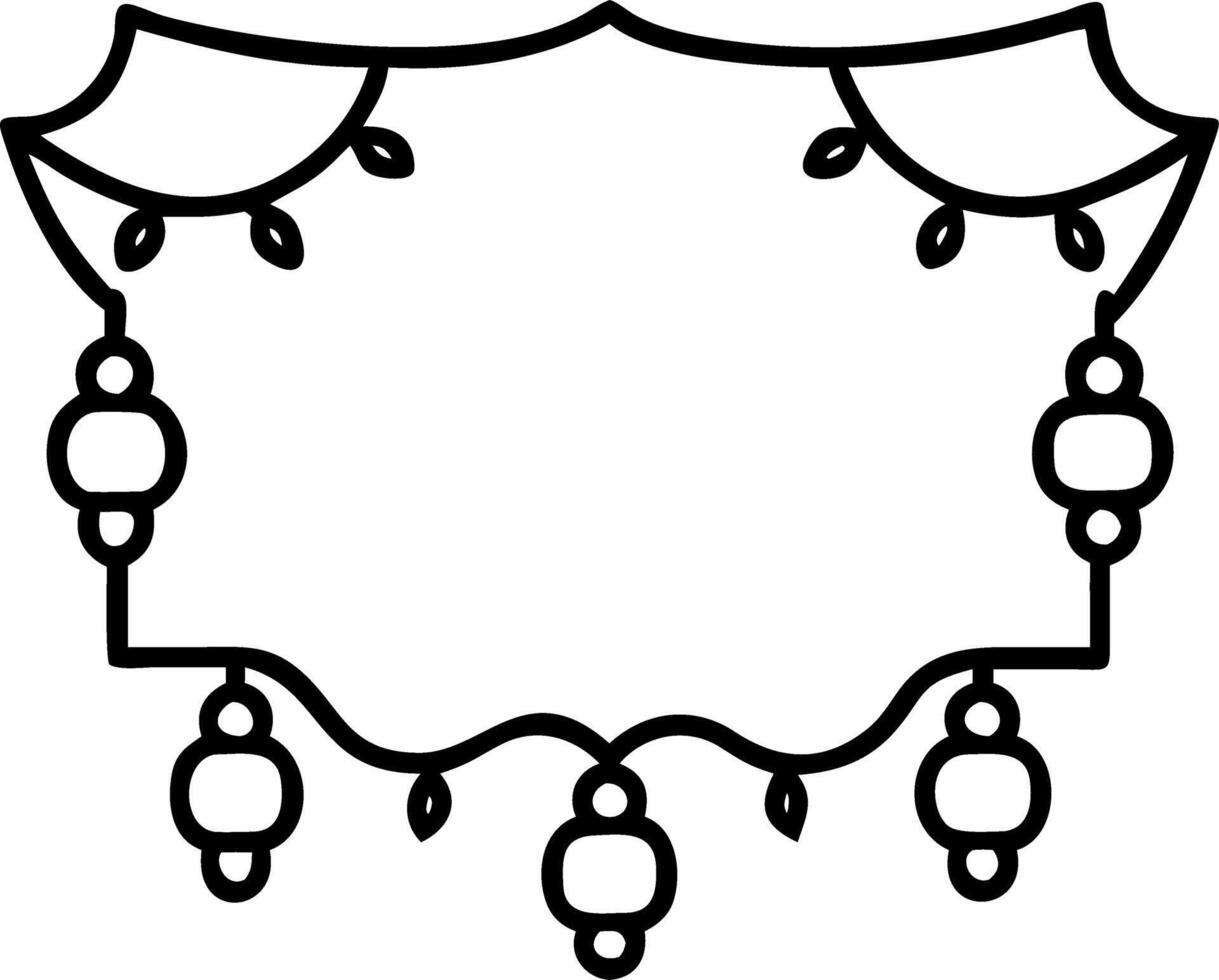 Diwali lanterns and marigold garlands border frame with festive wording offering spacious copy space in the center vector