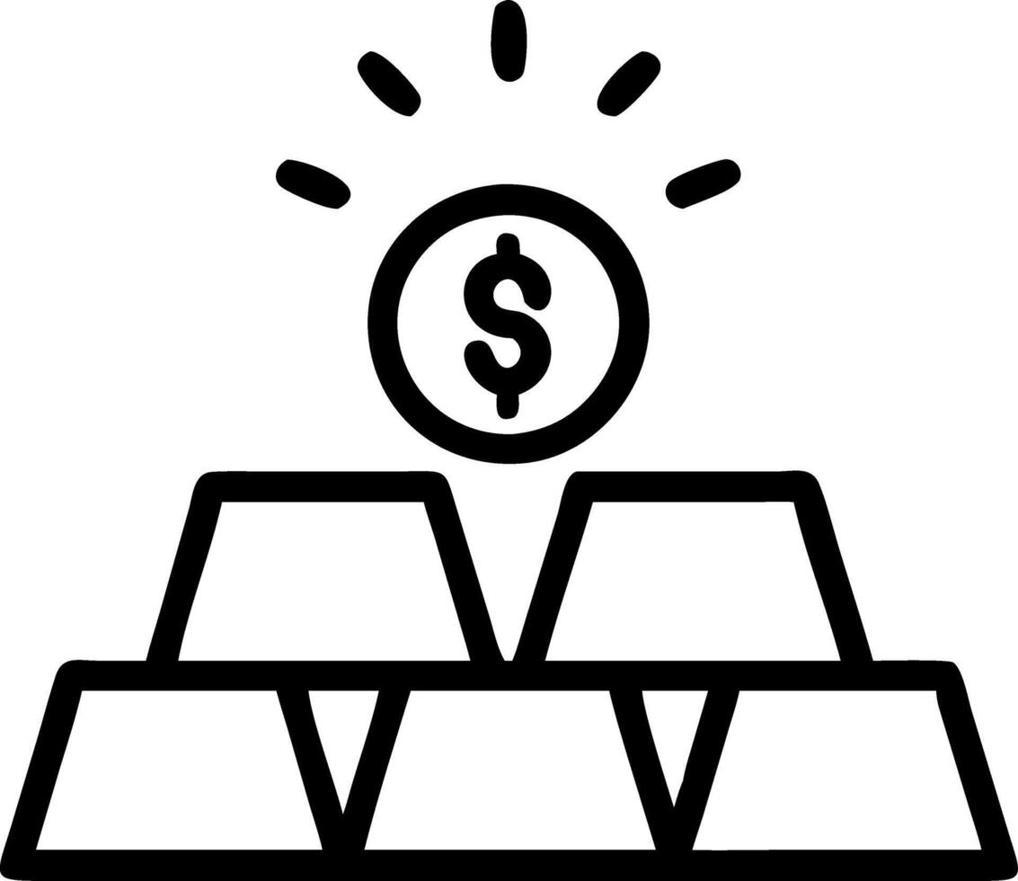 Floating Gold Bars and Dollar Sign vector
