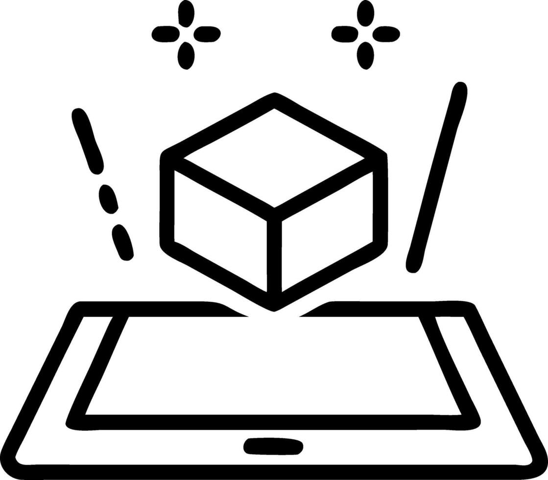 Holographic Tablet with Floating Demand and Promotion Icons vector