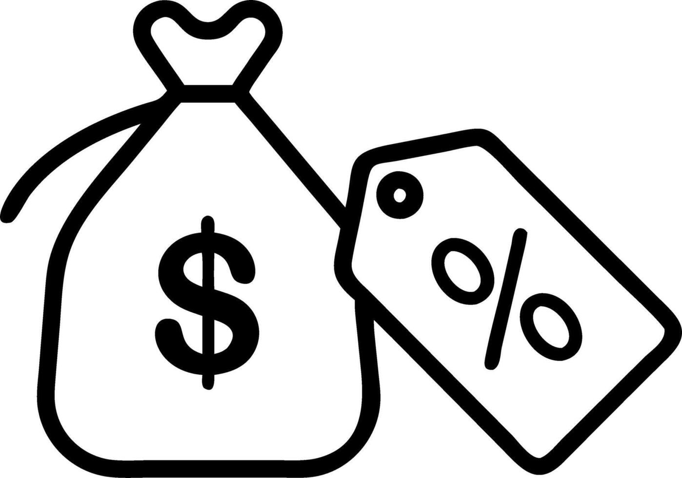 Isolated Discount Tag and Money Bag vector