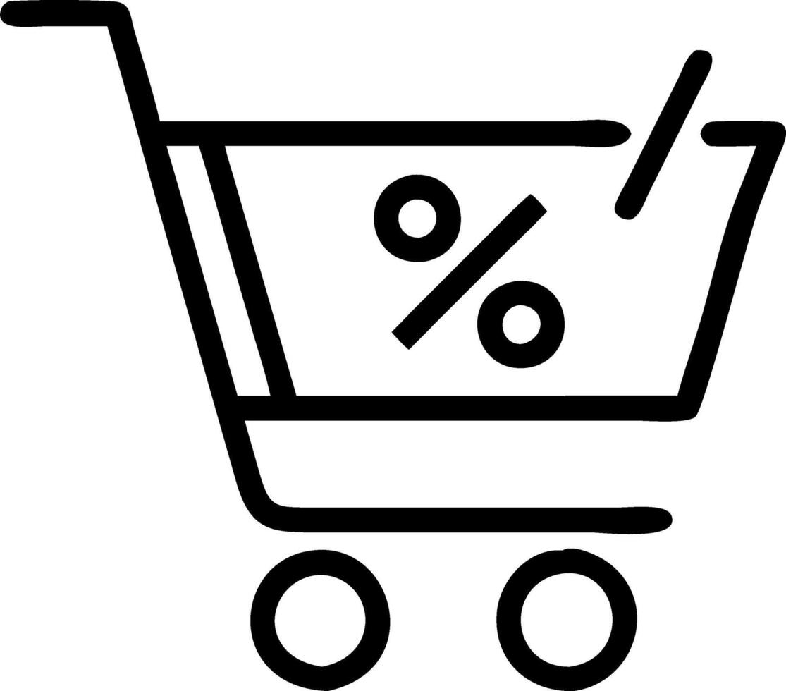 Isolated Shopping Cart and Percentage Sign vector