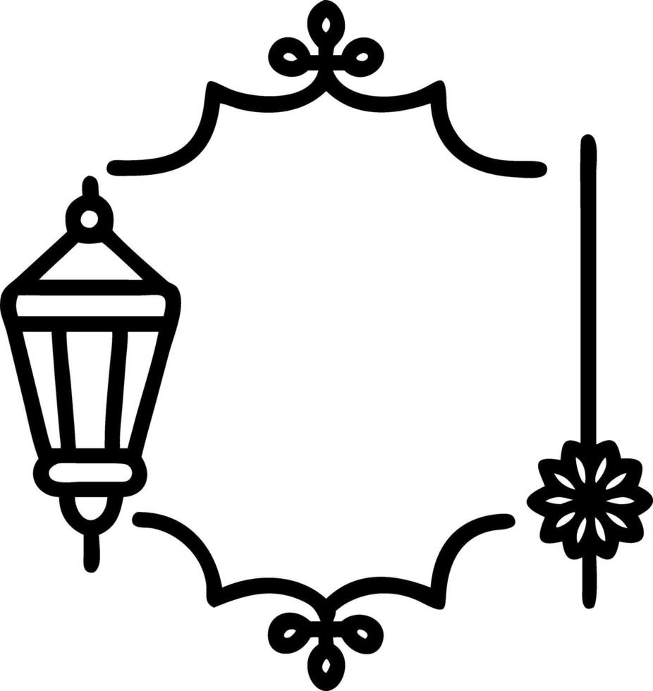 Lantern and Floral Border with Copy Space vector