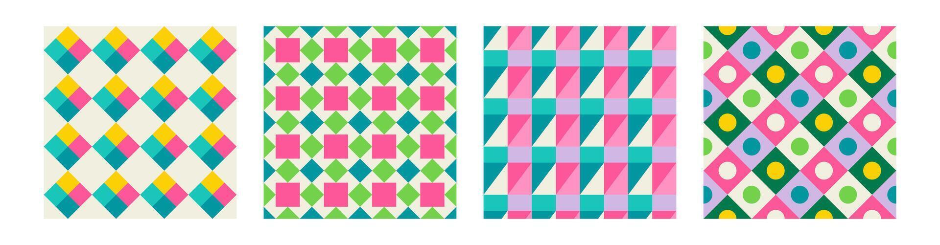 Set of Essential geometric printable seamless pattern with abstract Minimal elegant line form stroke shapes in vibrant colors. Modern simple background in minimalist mid century style wall art vector