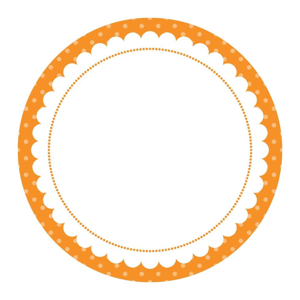 Simple Elegant Orange Circular Emblem Outline with Dot Pattern Design vector
