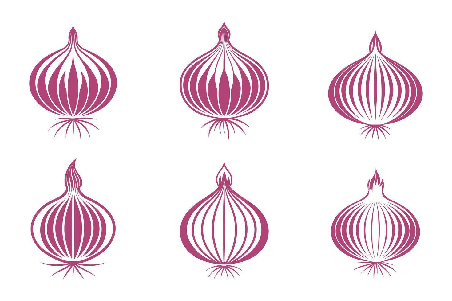 A set of onion outline silhouette icons on a white background vector