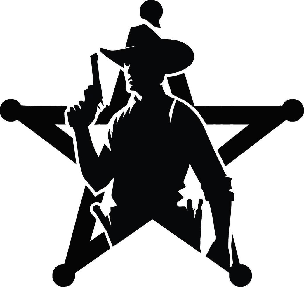 Sheriff Silhouette with Star vector